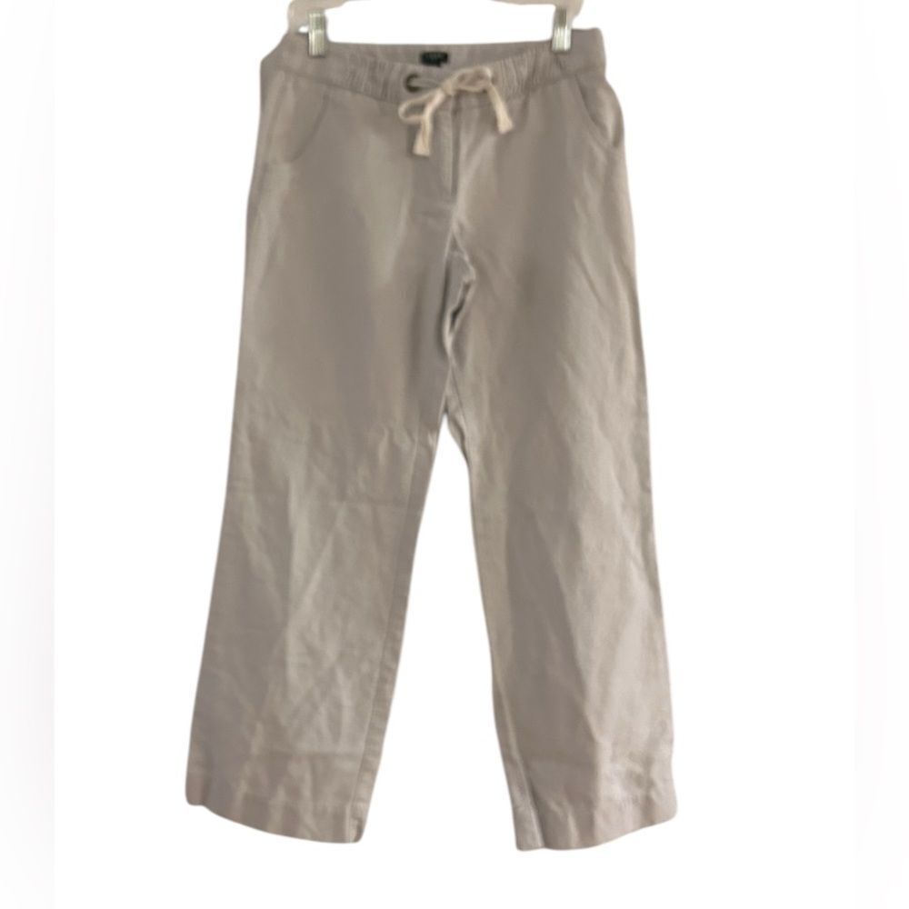J. Crew City Fit Gray Linen Blend Drawstring Wide Leg Pants Size 8